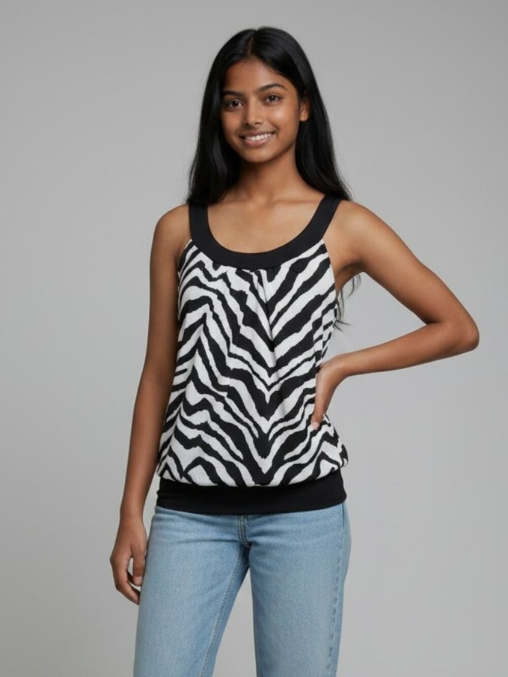 Vintage Y2K Top HOT TEMPERED Zebra Print XL Trending Retro Style Party Clubwear